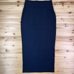Eileen Fisher Skirt Womens Medium Black Long Back Slit Pull On Pencil Skirt
